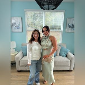 Two piece sage silky set